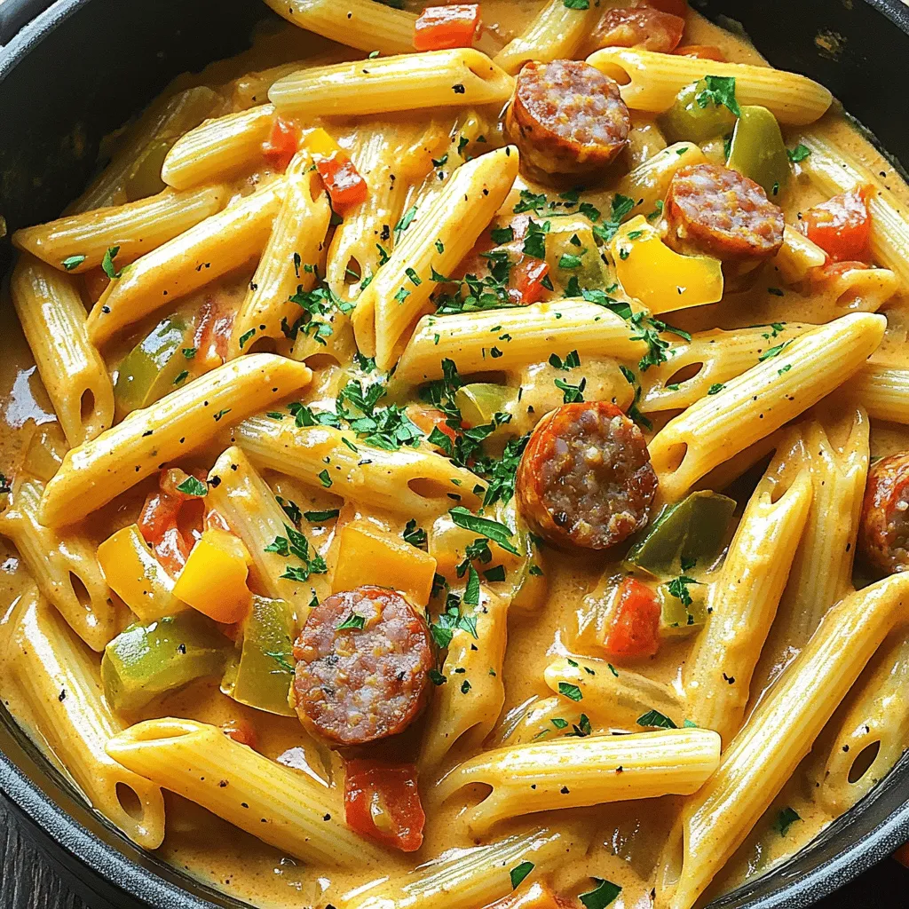 One Pot Creamy Cajun Sausage Pasta Delight