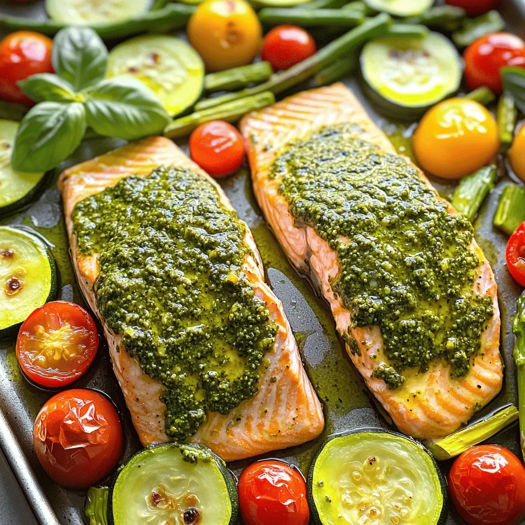 Sheet-Pan Pesto Salmon with Roasted Vegetables Delight