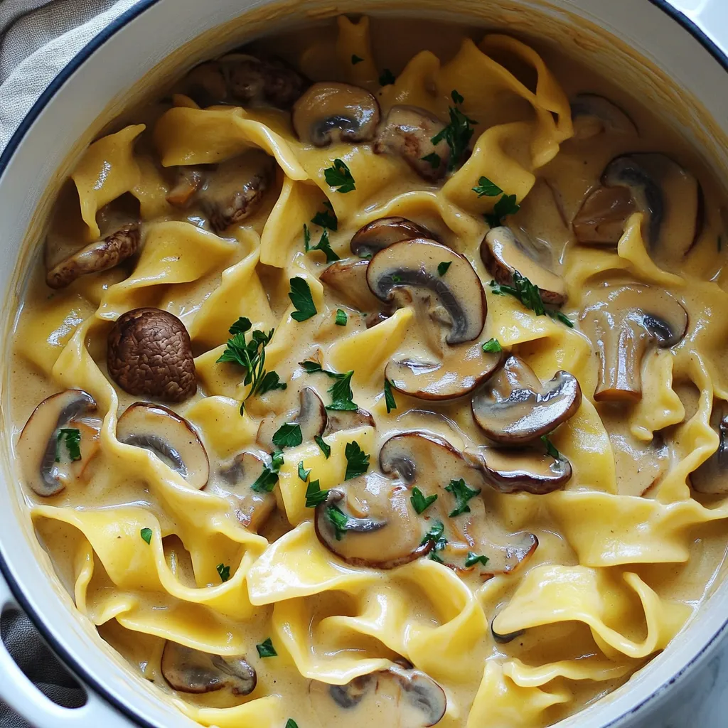 One Pot Creamy Mushroom Stroganoff Easy Dinner Recipe