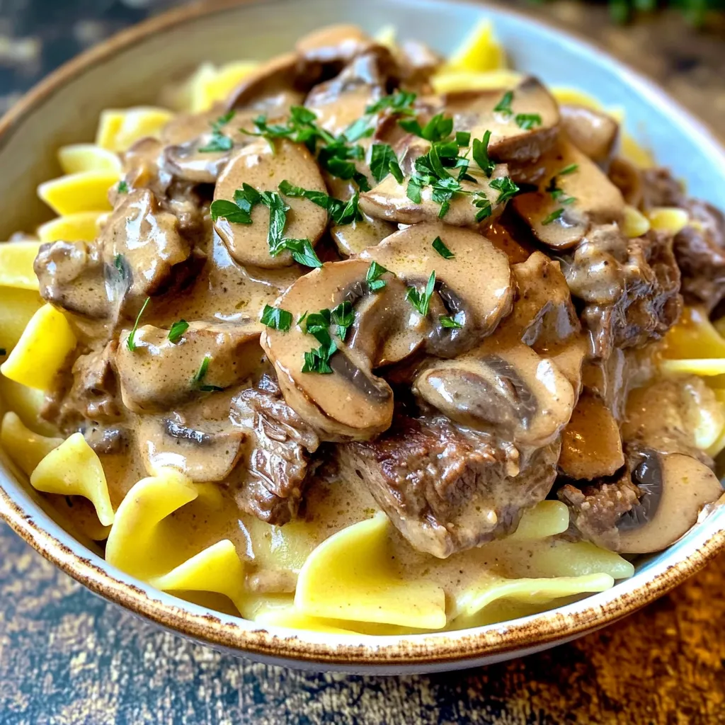 Slow Cooker Mushroom Beef Stroganoff Simple and Tasty