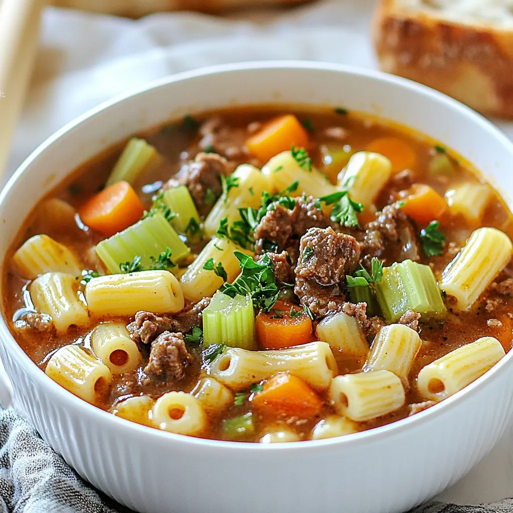 Hearty Beef &#038; Macaroni Soup Simple Comfort Meal