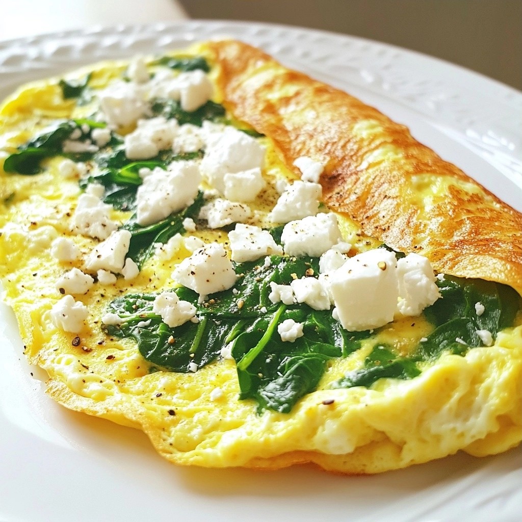 5-Ingredient Quick Spinach Feta Omelette Delight