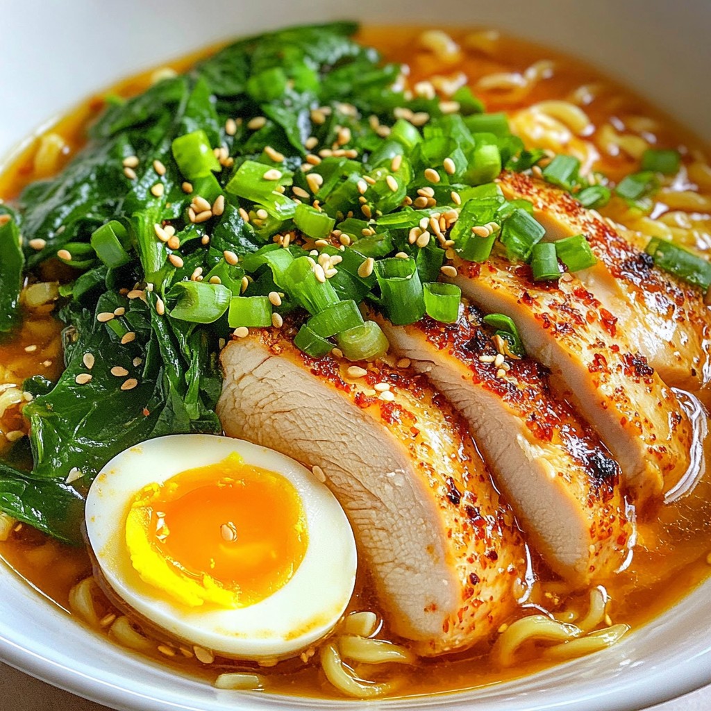 Fiery Chicken Ramen in Garlic Broth Recipe Delight