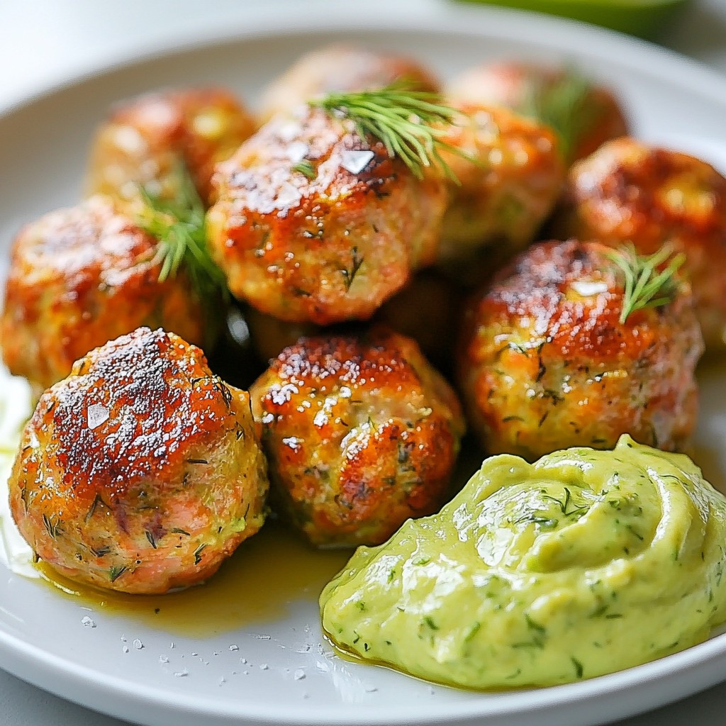 Savory Salmon Meatballs with Avocado Sauce Recipe