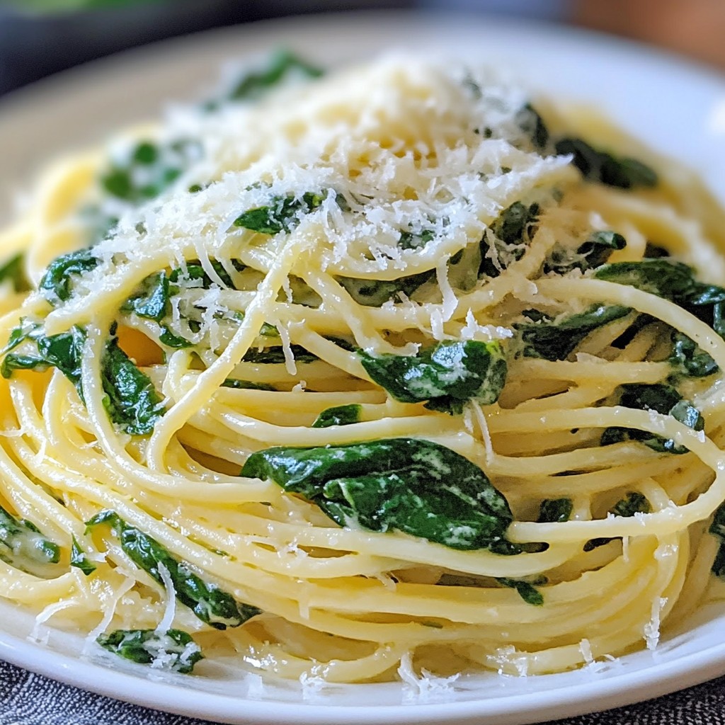 5-Ingredient Creamy Garlic Spinach Pasta Delight