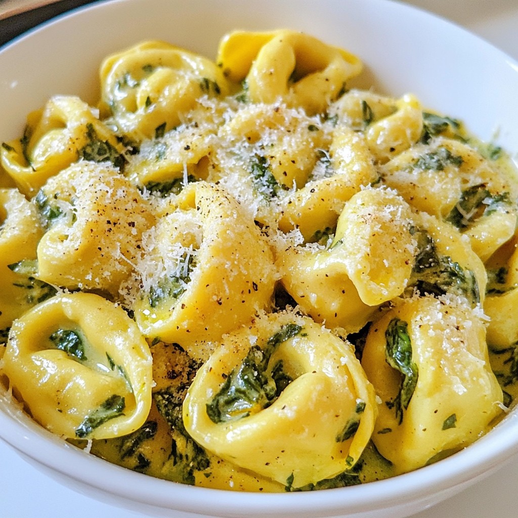 Savory 5-Ingredient Cheesy Spinach Tortellini Dish