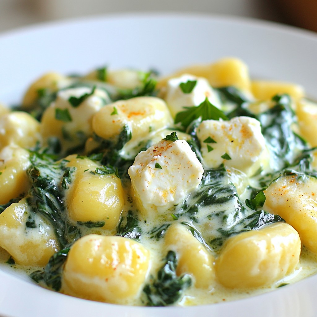 Creamy Gnocchi with Spinach and Feta Delicious Meal
