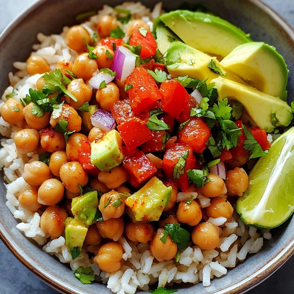 Fast Spicy Chickpea Avocado Rice Bowl Delight