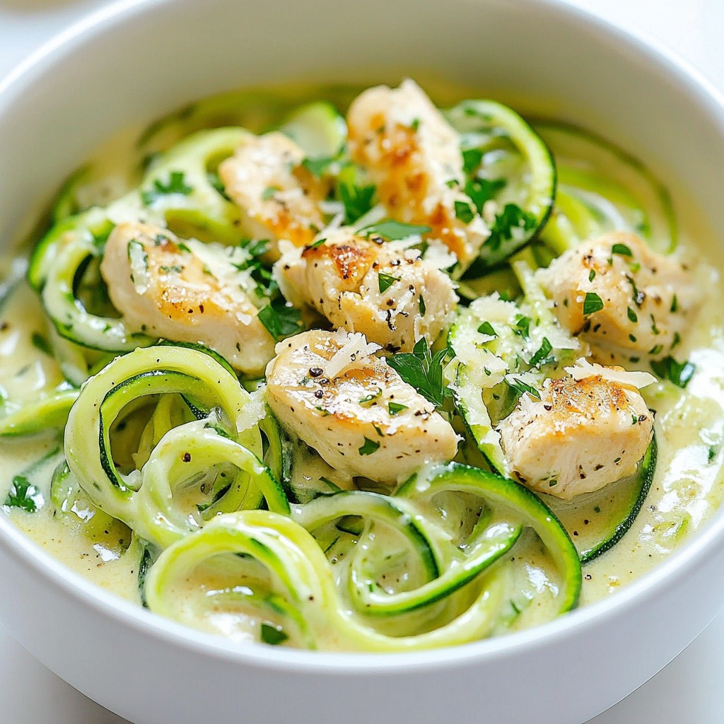 Zucchini Noodle Chicken Alfredo Quick and Simple Dish