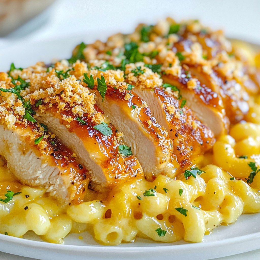 Honey Pepper Chicken with Creamy Mac & Cheese Delight
