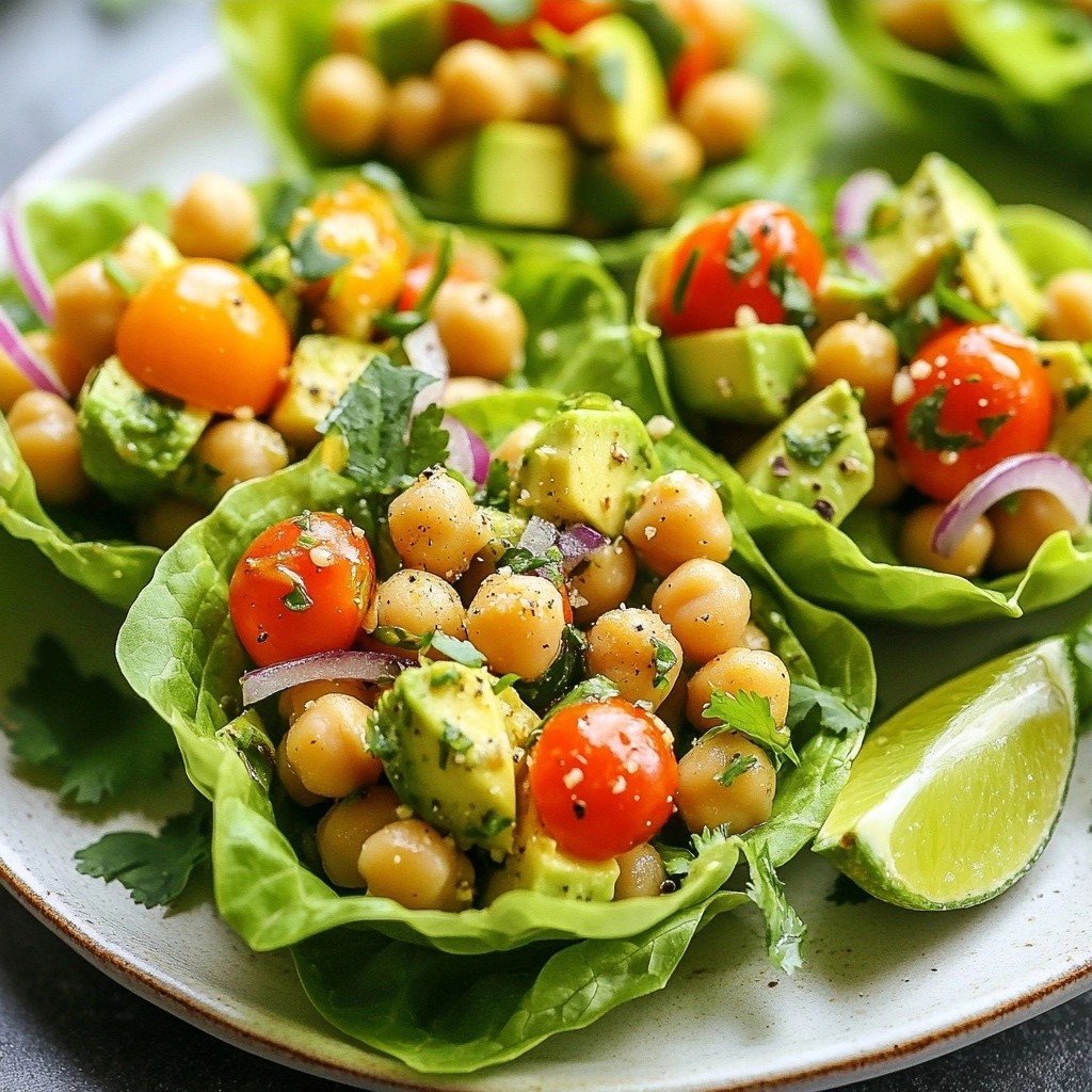 Quick No-Cook Avocado Chickpea Lettuce Cups Delight