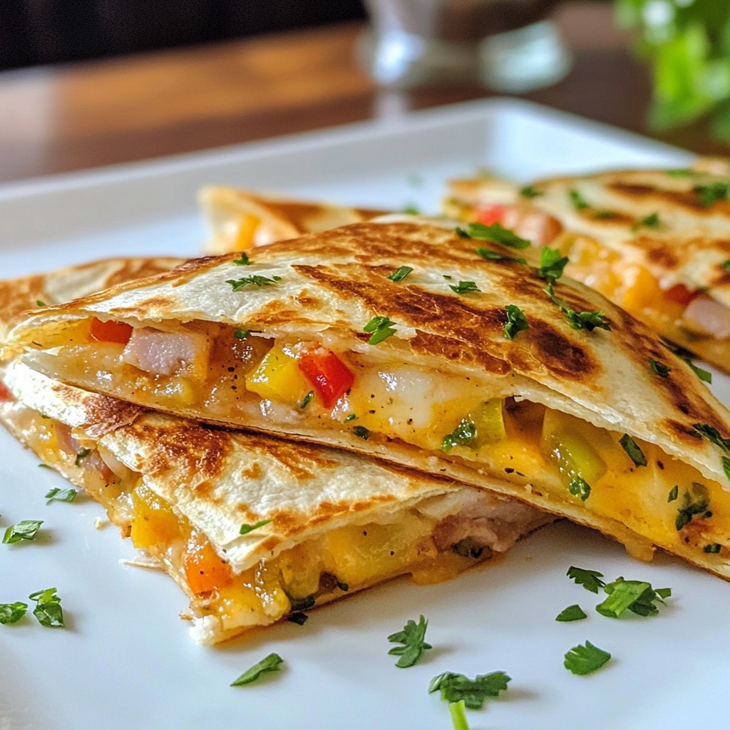 Quick Turkey Turkey Ham and Cheese Quesadillas Recipe