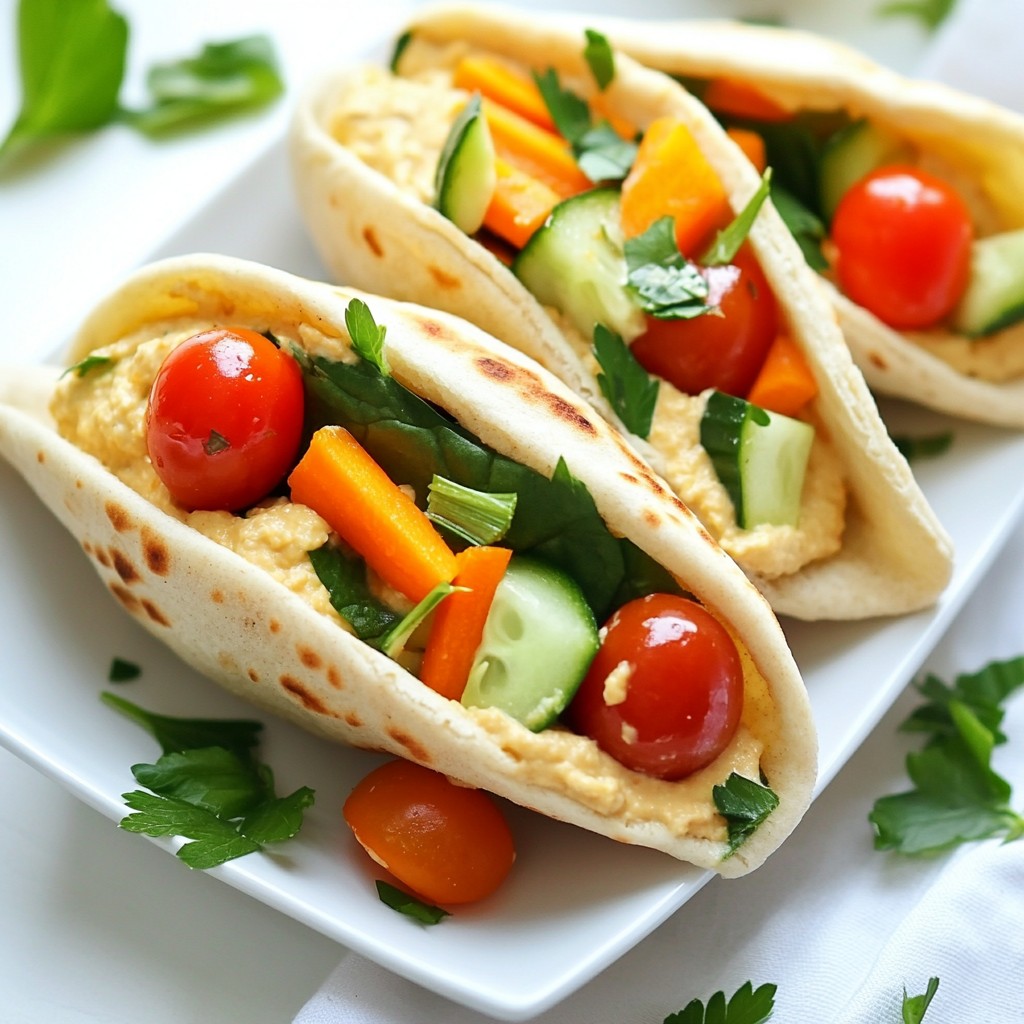 Quick Hummus and Veggie Pita Pockets Tasty Snack Idea
