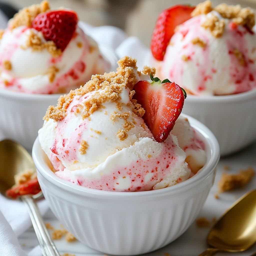No-Churn Strawberry Cheesecake Ice Cream Delight