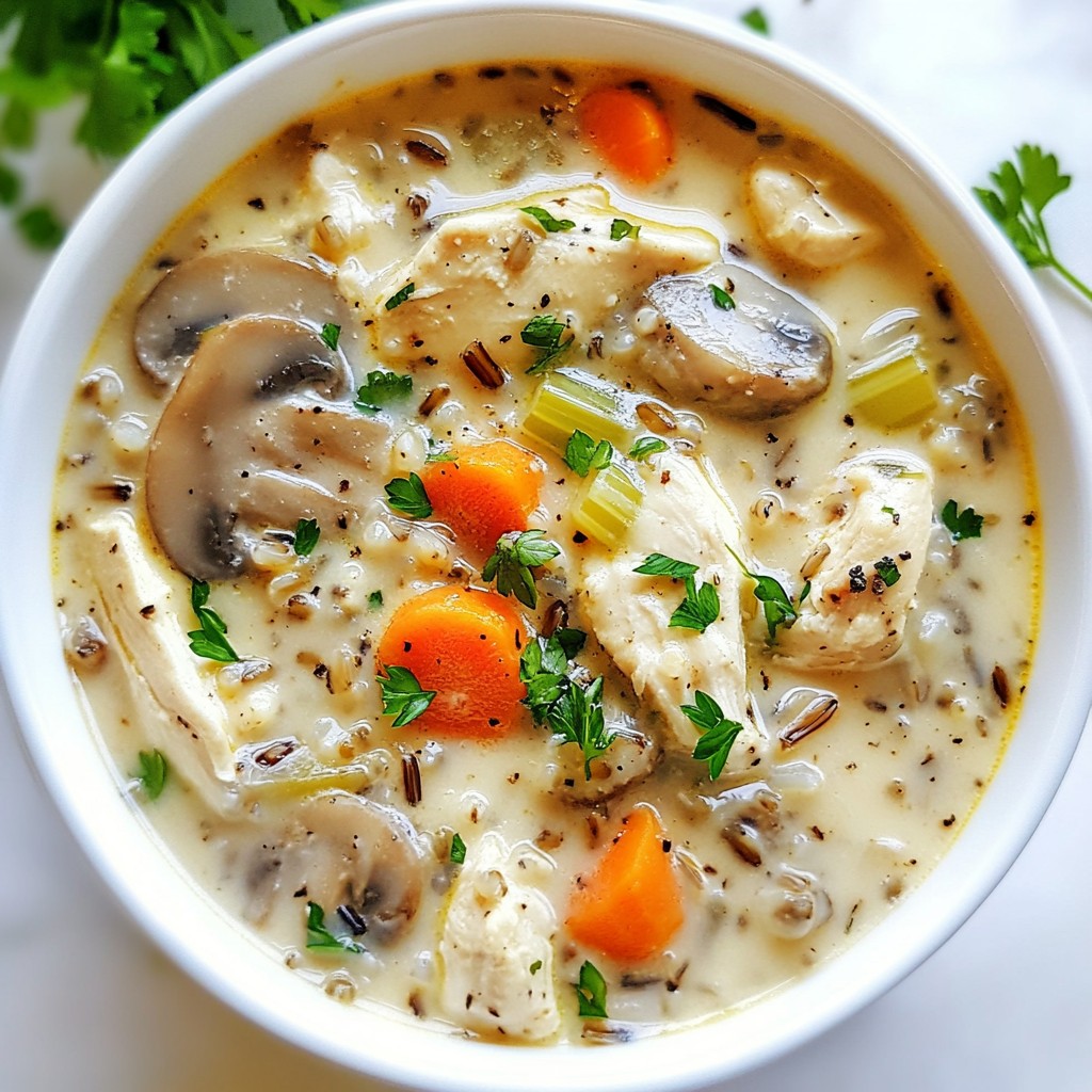 Creamy Mushroom Chicken & Wild Rice Soup Delight