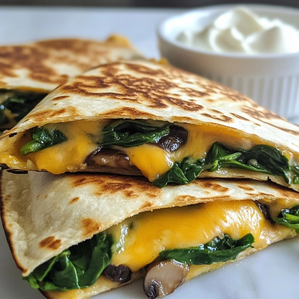 Quick Cheesy Spinach and Mushroom Quesadillas Delight