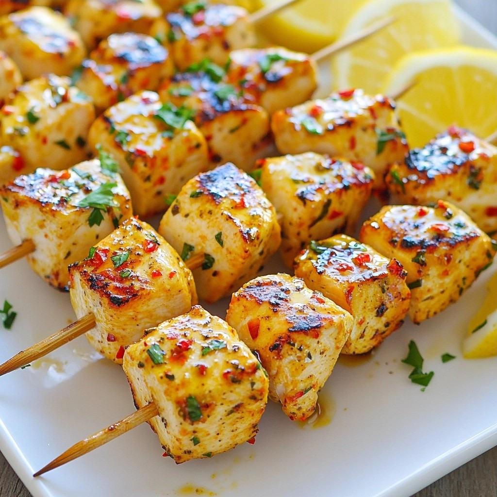 15-Minute Spicy Lemon Garlic Chicken Skewers Recipe