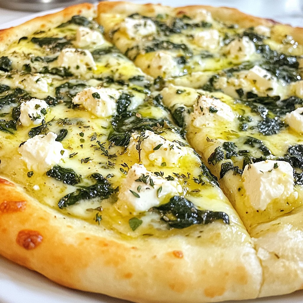 Greek Garlic Spinach White Pizza Savory Flavor Delight