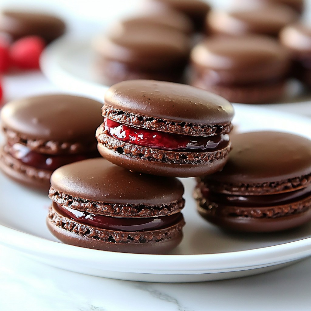 Dark Chocolate Raspberry Macarons Delightful Treat
