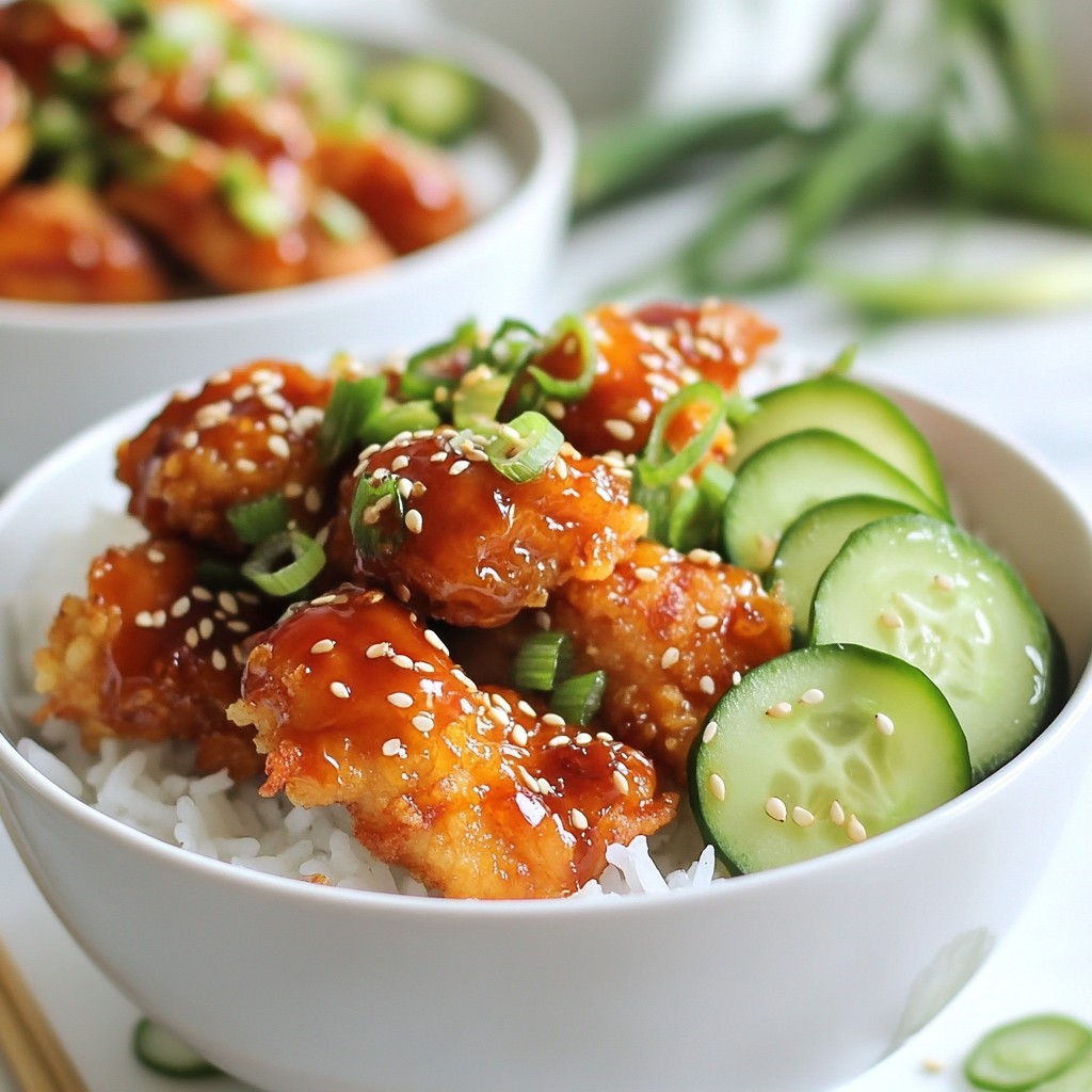 Sticky Korean Fried Chicken Rice Bowl Flavorful Delight