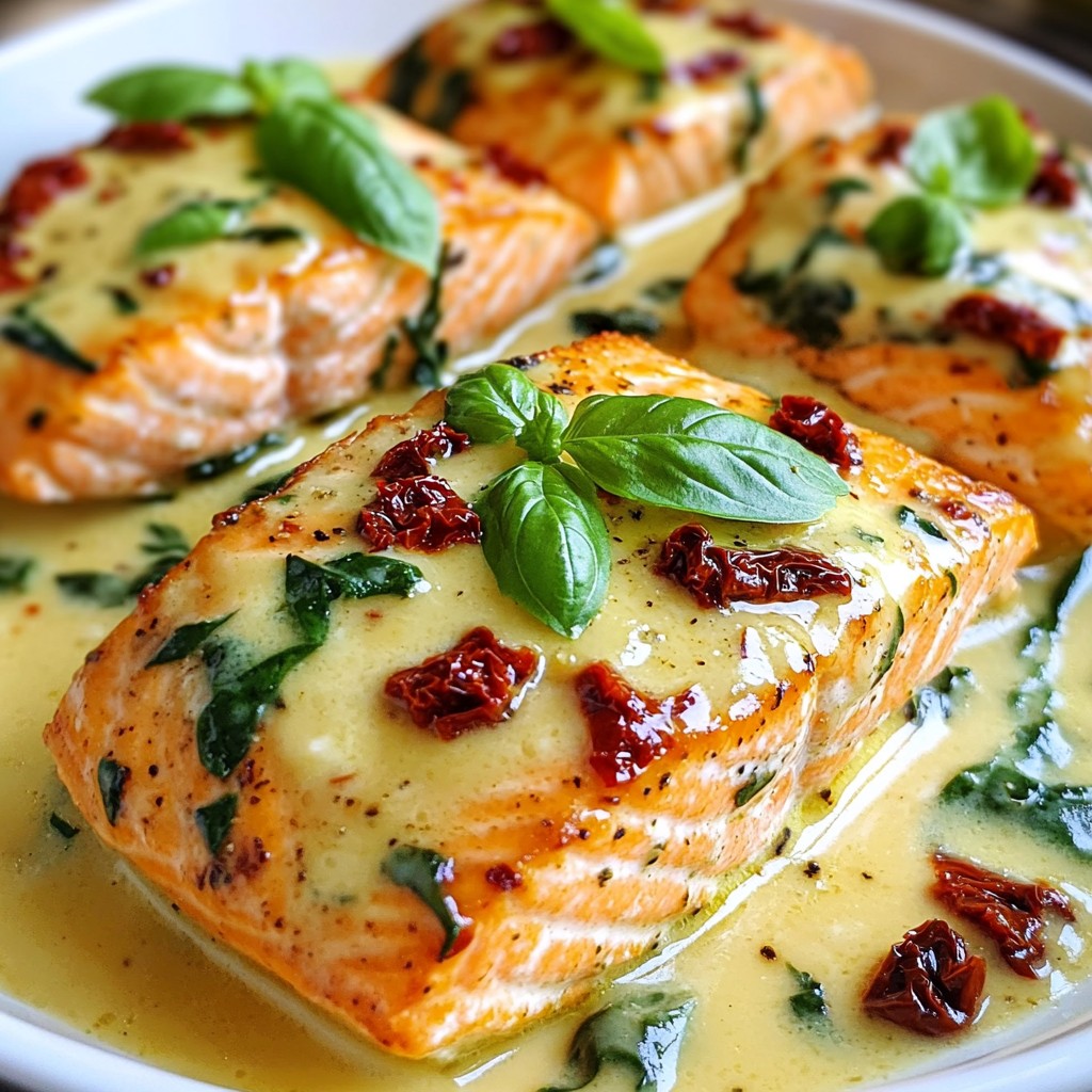 Creamy Garlic Sun Dried Tomato Salmon Delight